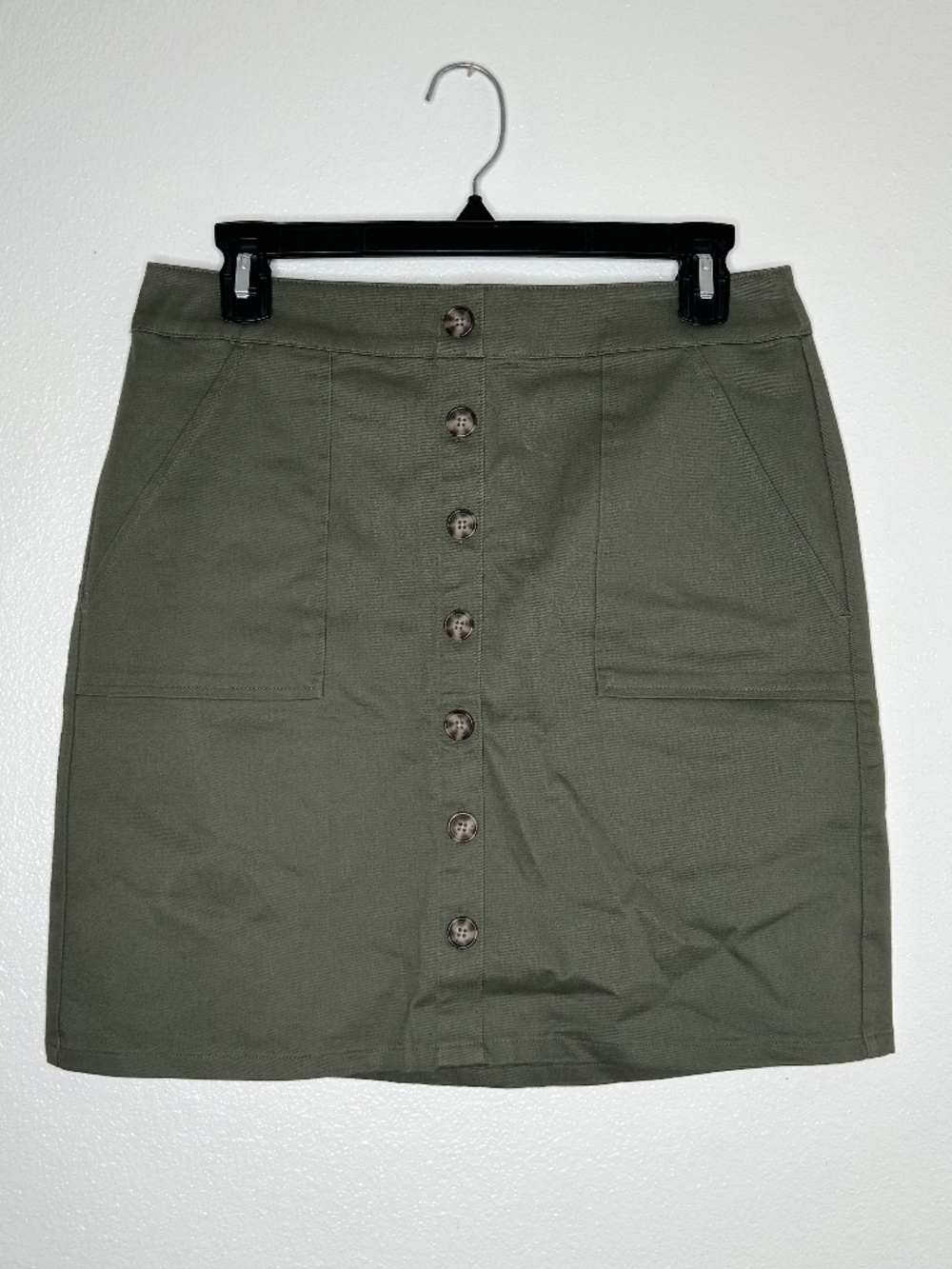 LOFT Womens Olive Green Buttoned A-Line Mini Skirt Size 4P